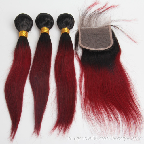 fast shipping weave human hair bundles,virgin Brazilian hair 3 bundles ombre BODY wave bundles with closure